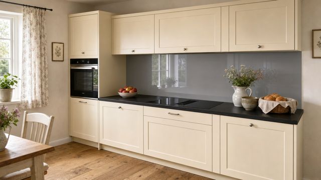 FANI Küchenrückwand Unicolor 913 Basalt – Landhausküche · Smartglas (SG)