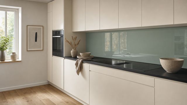 FANI Küchenrückwand Unicolor 915 Tanne – Küchenzeile · Smartglas (SG)