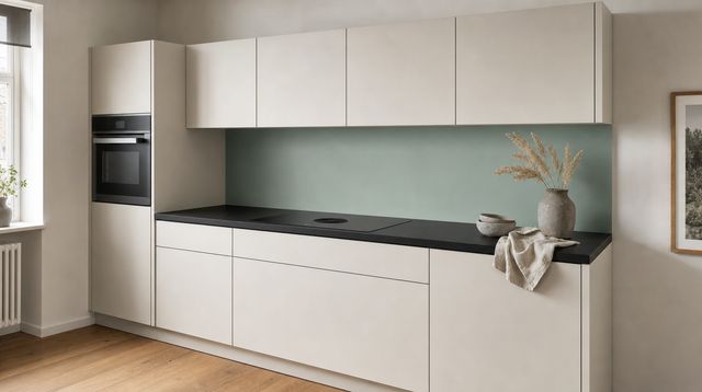 FANI Küchenrückwand Unicolor 915 Tanne – Küchenzeile · Smartglas Soft (SGS)