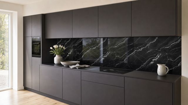 FANI Küchenrückwand Dekor 909 Velvet – Küchenzeile Schwarzbraun
